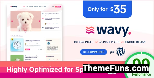 Wavy v1.5.0 - Modern & Lightweight Blog for WordPress